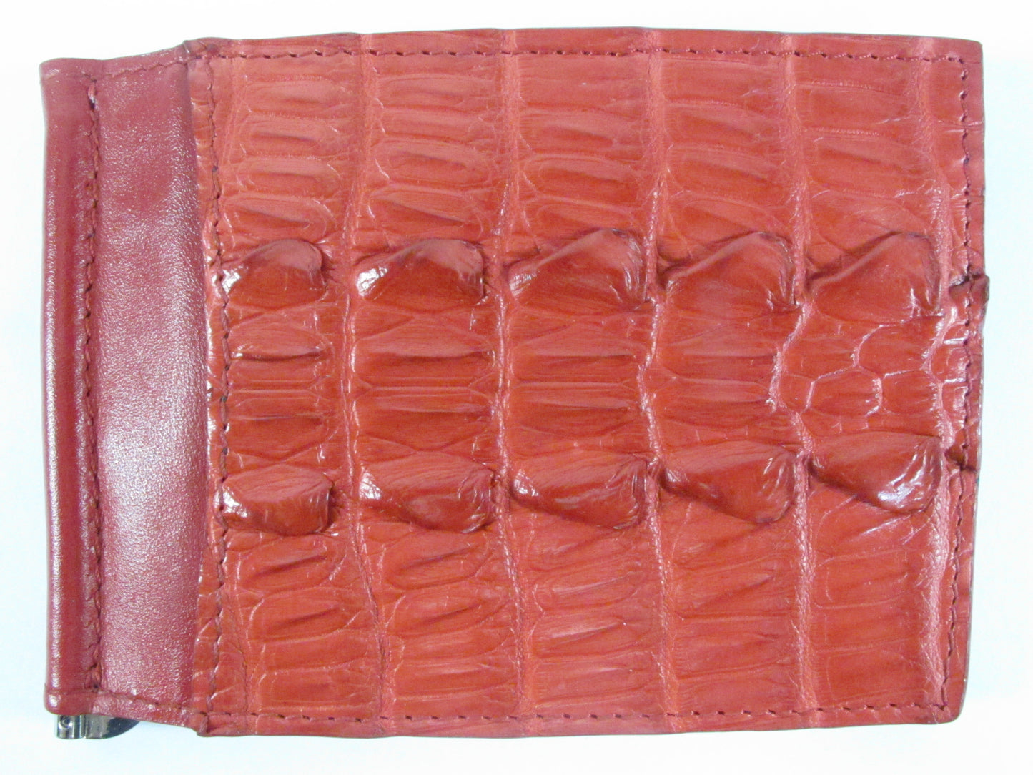 Genuine Crocodile Tail Skin Leather Money Clip Slim Bifold Men's Wallet