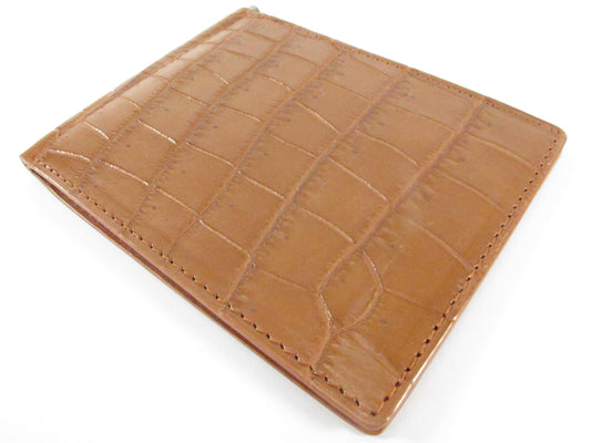 Genuine Crocodile Belly Skin Leather Money Clip Slim Bifold Men's Wallet