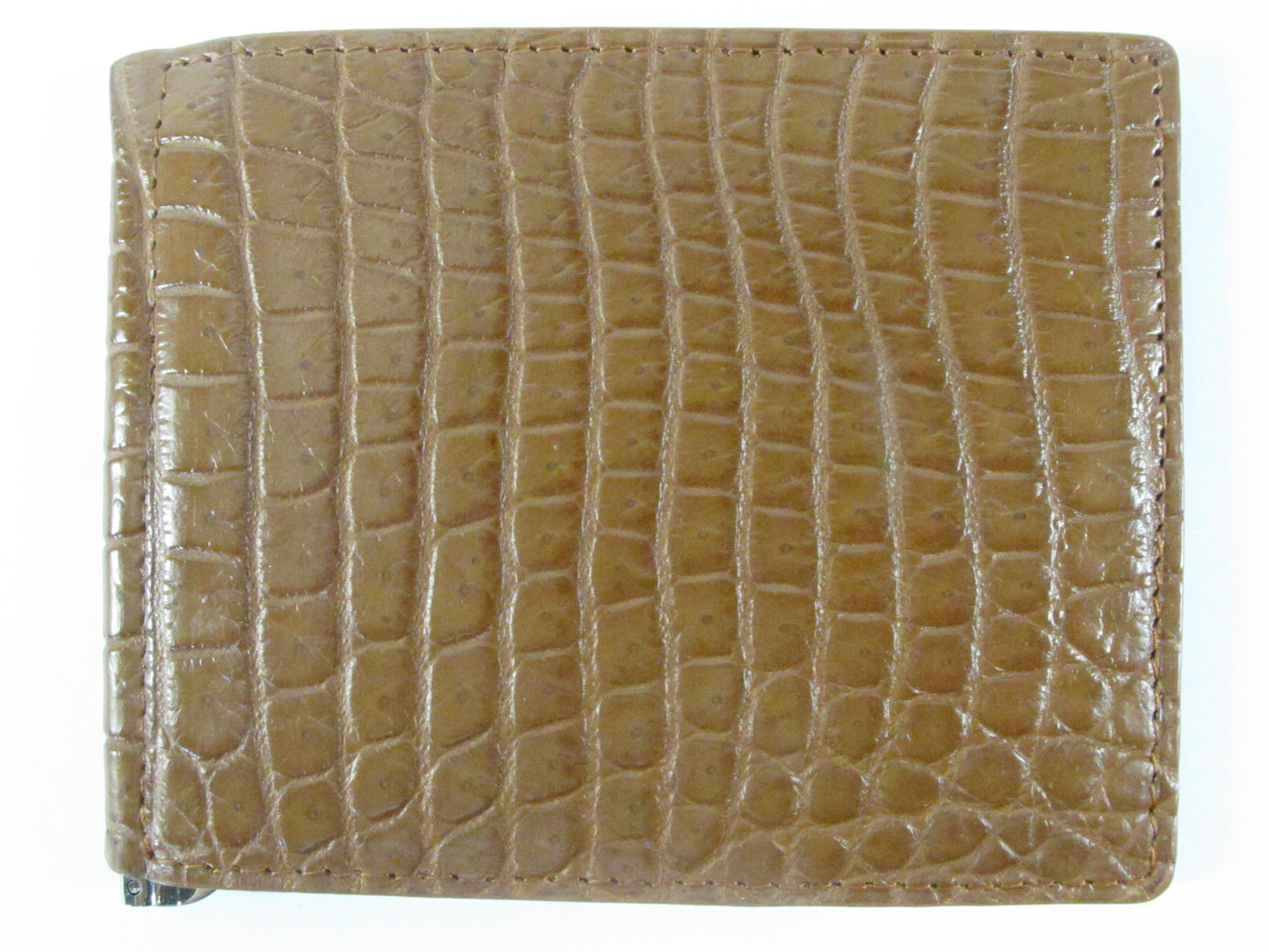 Genuine Crocodile Belly Skin Leather Money Clip Slim Bifold Men's Wallet