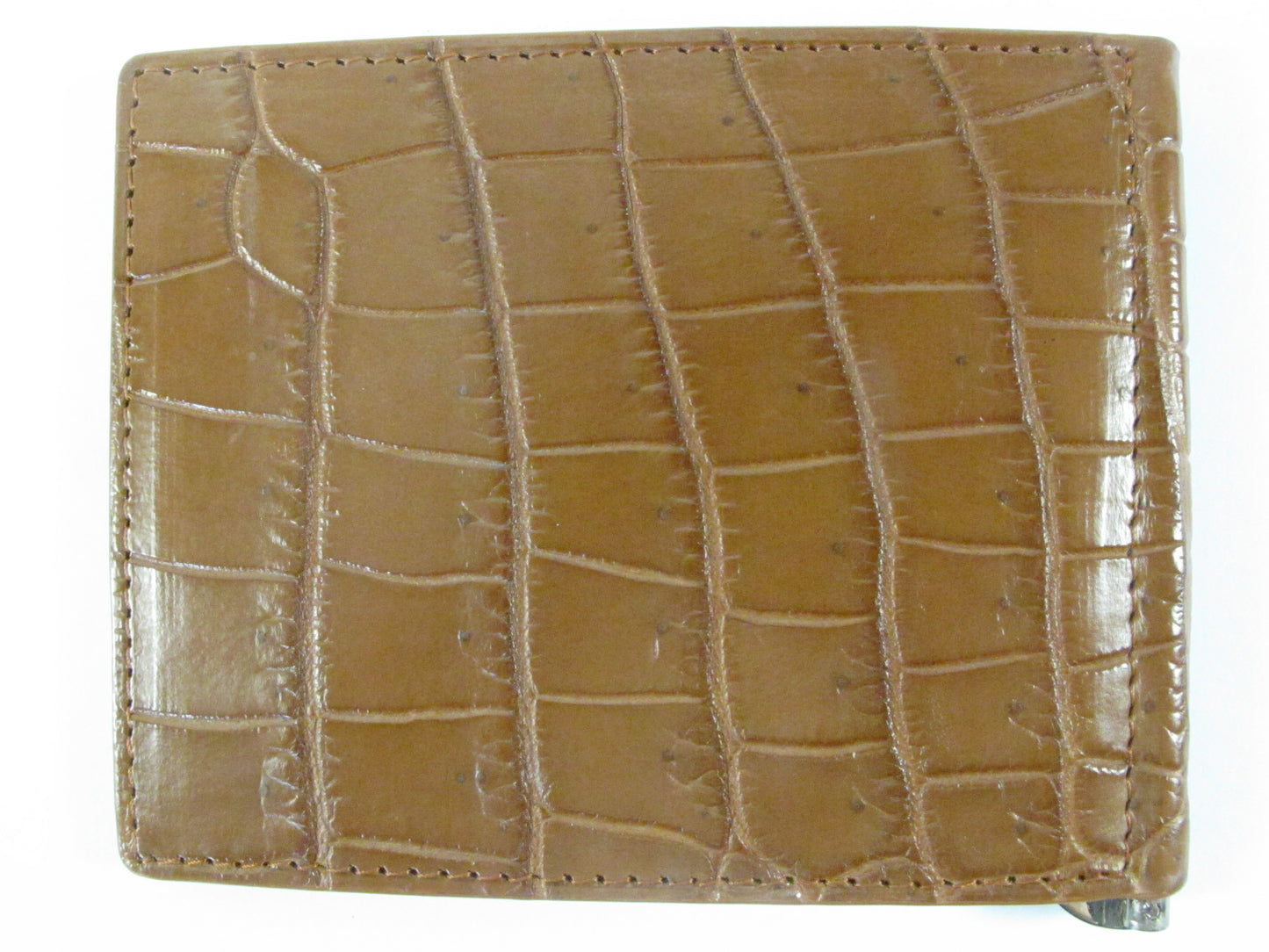 Genuine Crocodile Belly Skin Leather Money Clip Slim Bifold Men's Wallet