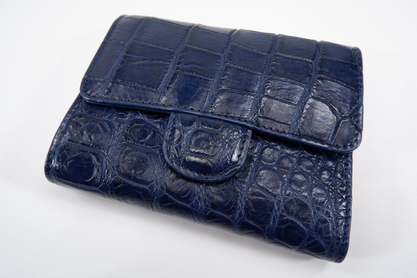 Genuine Crocodile Belly Skin Leather Medium Trifold Clutch Wallet Purse