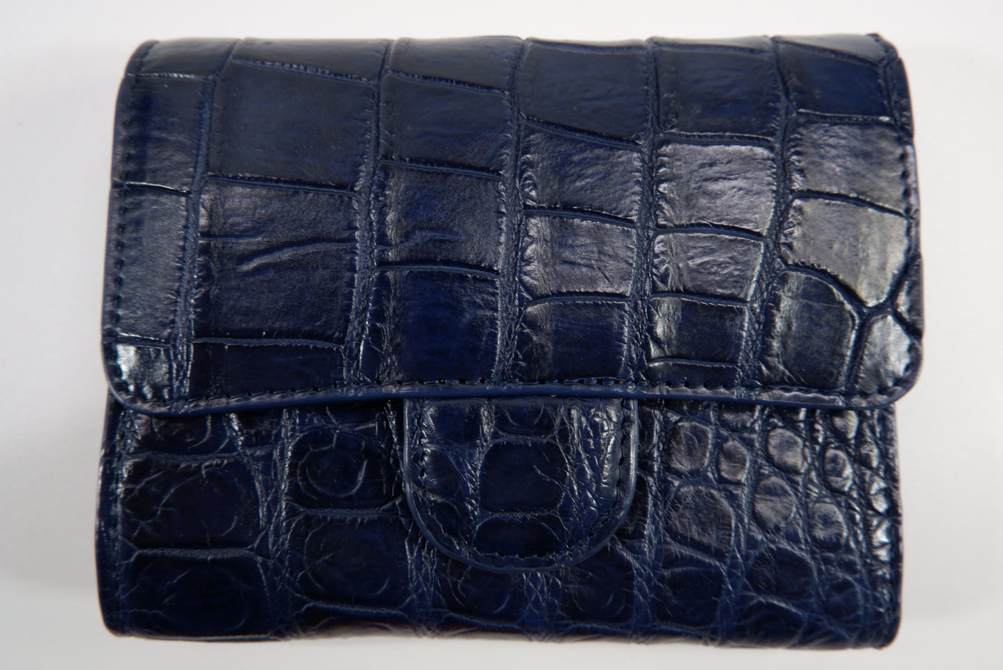 Genuine Crocodile Belly Skin Leather Medium Trifold Clutch Wallet Purse