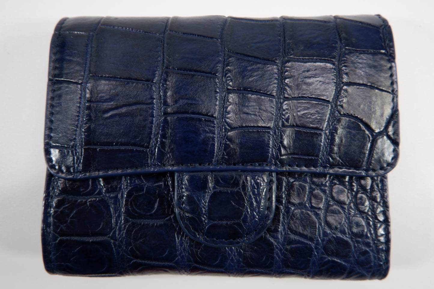 Genuine Crocodile Belly Skin Leather Medium Trifold Clutch Wallet Purse