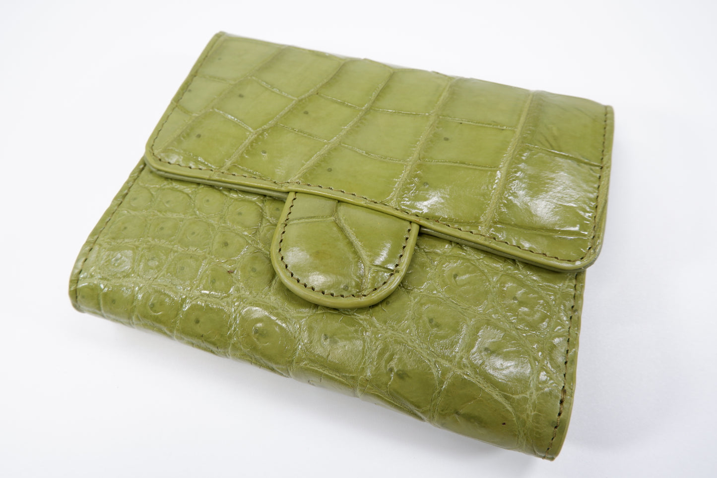Genuine Crocodile Belly Skin Leather Medium Trifold Clutch Wallet Purse