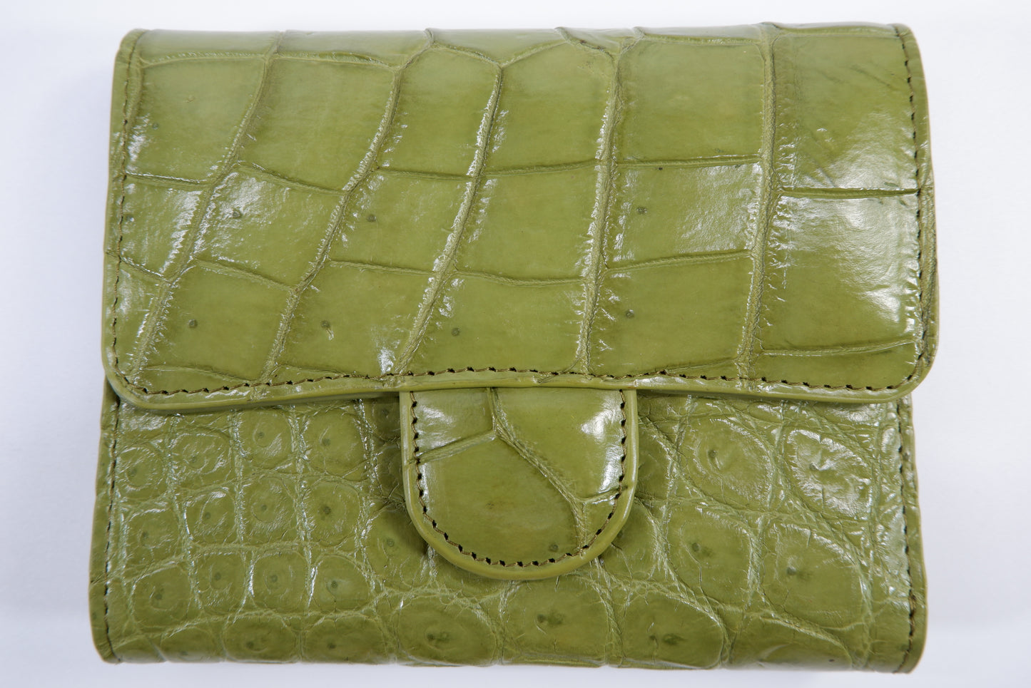 Genuine Crocodile Belly Skin Leather Medium Trifold Clutch Wallet Purse
