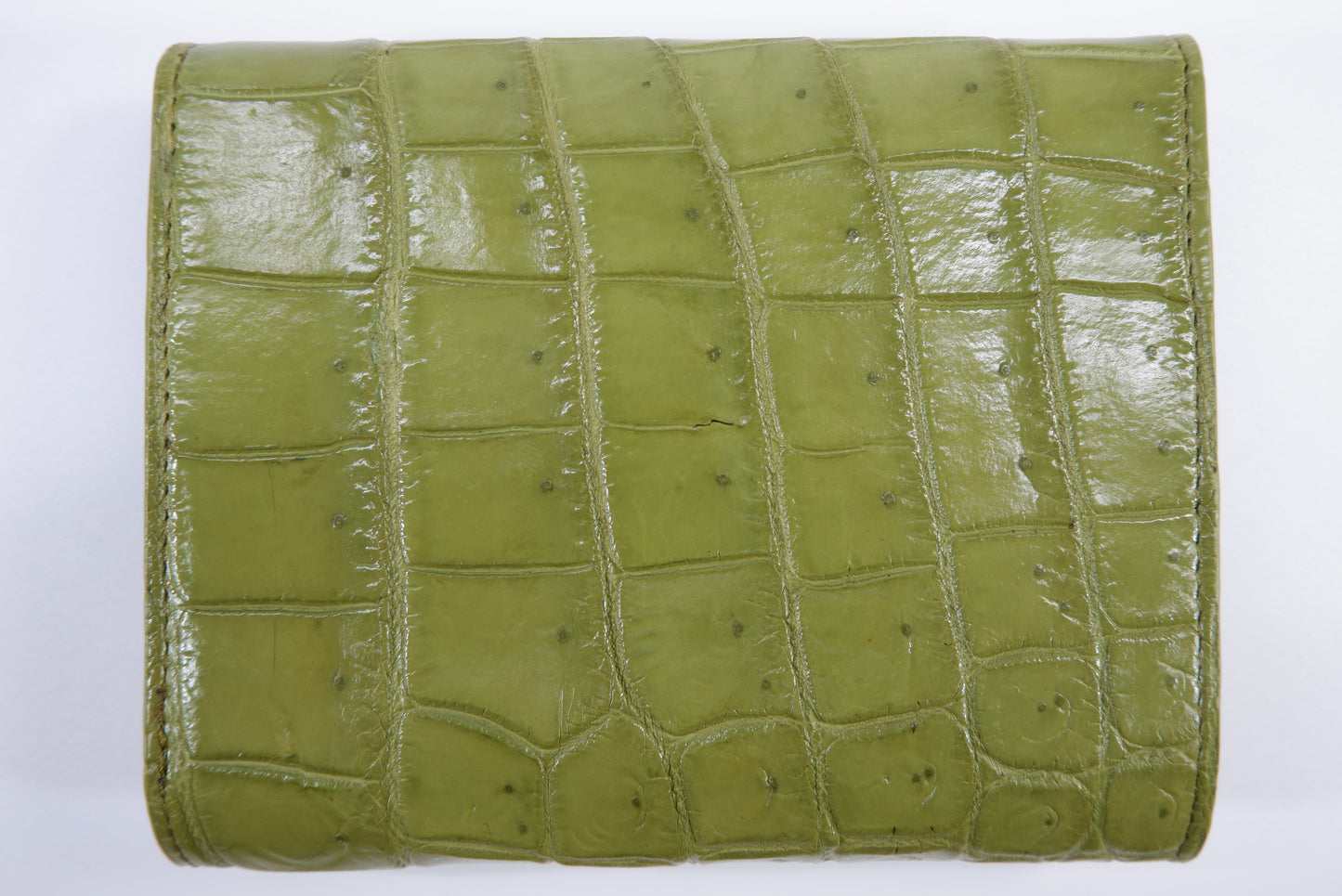 Genuine Crocodile Belly Skin Leather Medium Trifold Clutch Wallet Purse