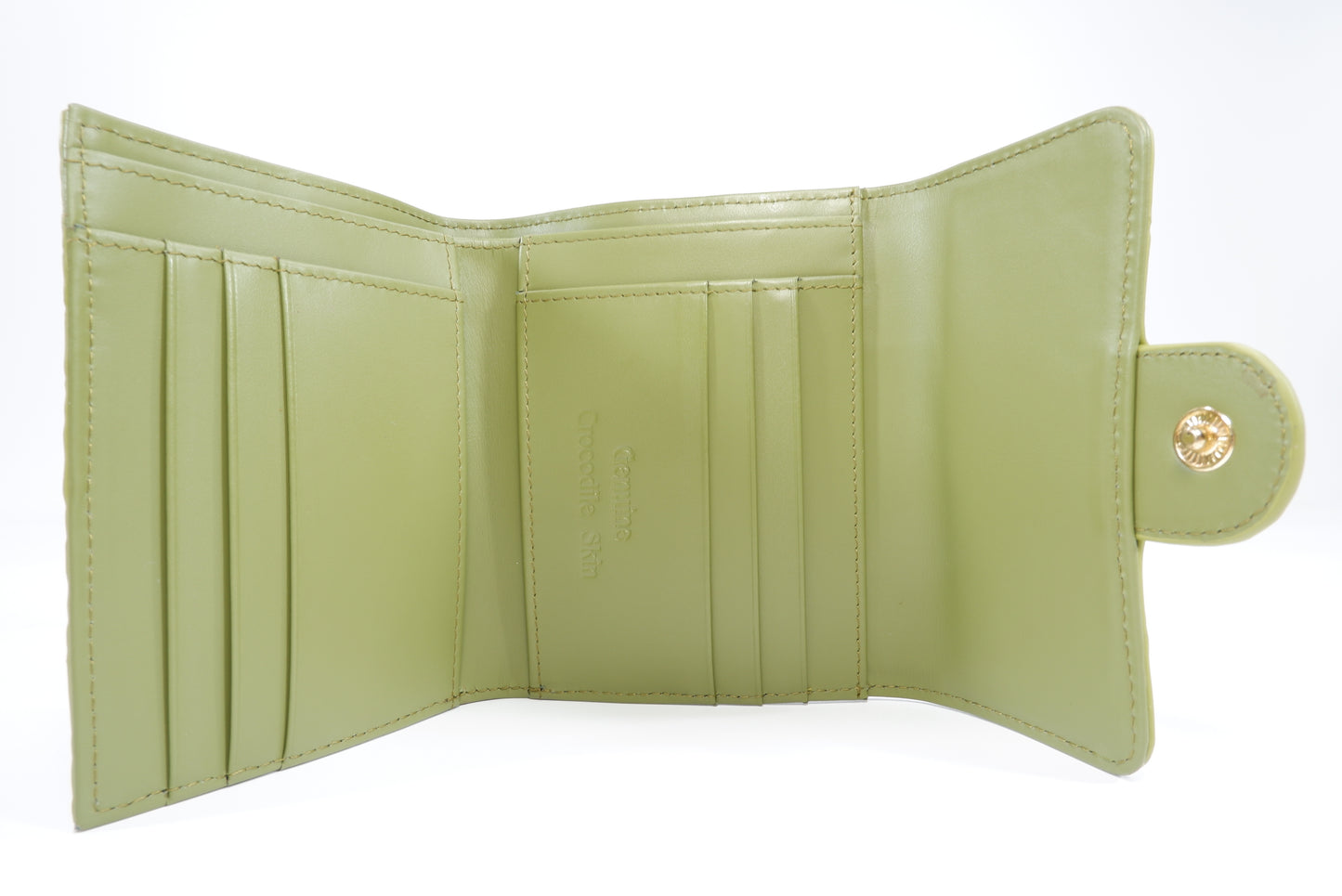 Genuine Crocodile Belly Skin Leather Medium Trifold Clutch Wallet Purse