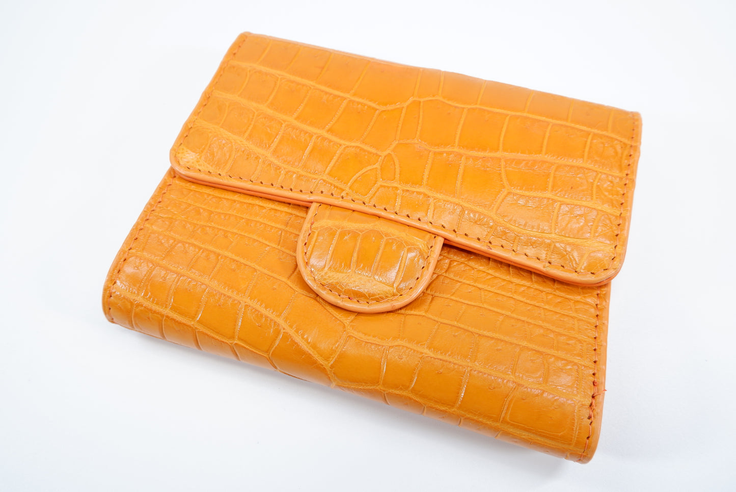 Genuine Crocodile Belly Skin Leather Medium Trifold Clutch Wallet Purse