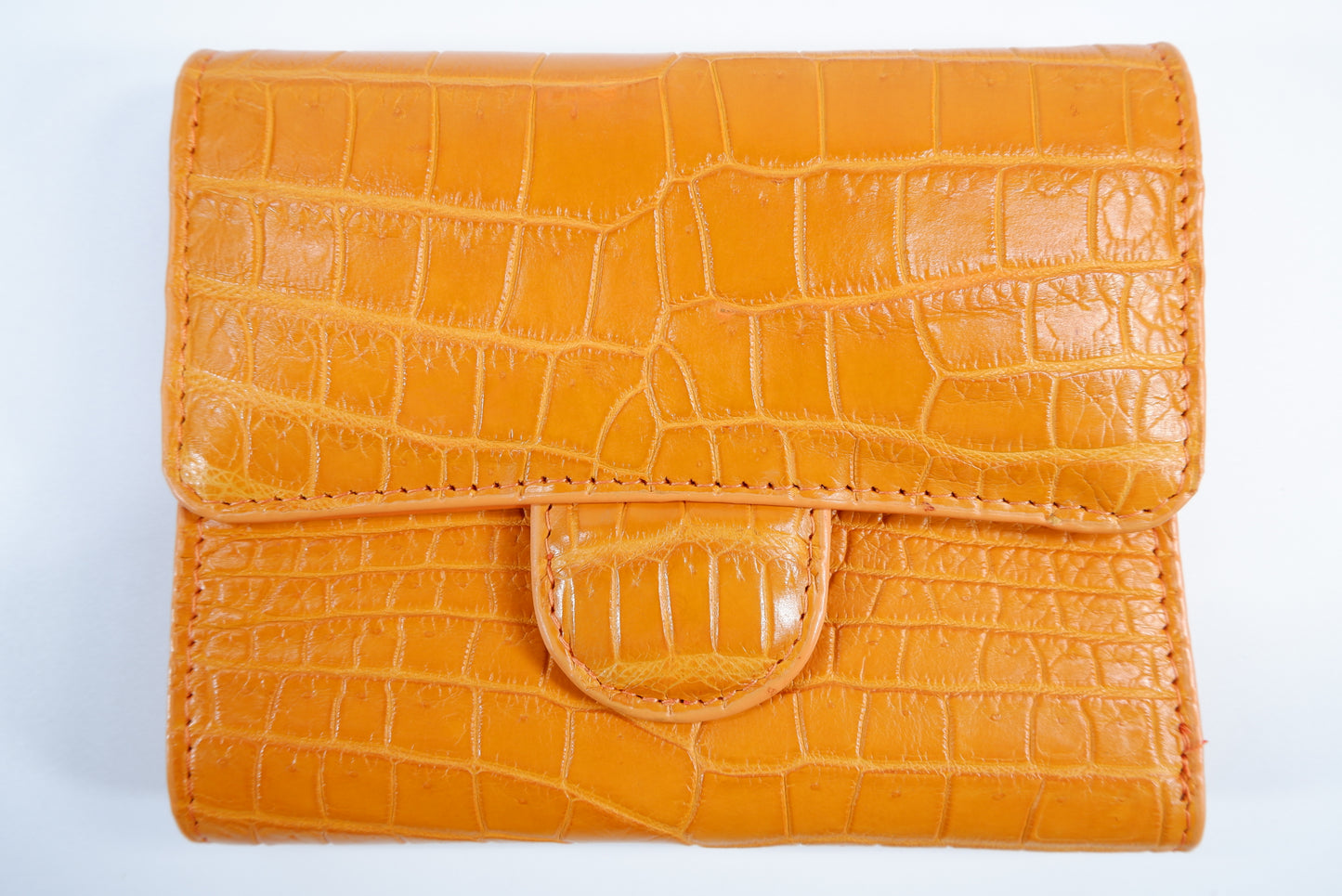 Genuine Crocodile Belly Skin Leather Medium Trifold Clutch Wallet Purse