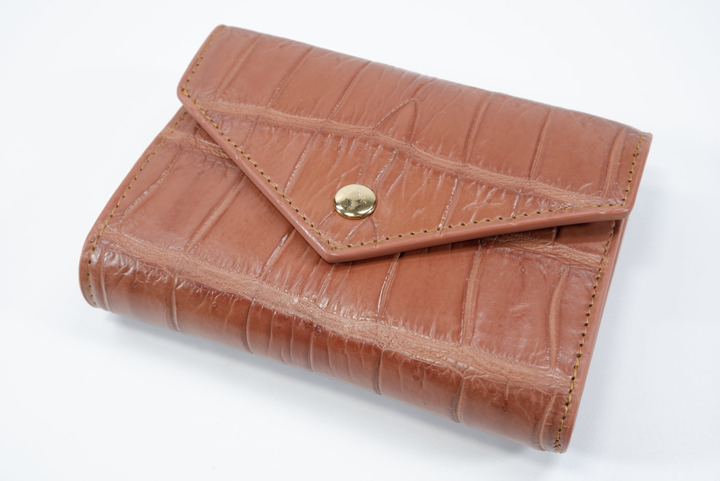 Genuine Crocodile Belly Skin Leather Medium Envelope Trifold Clutch Wallet Purse