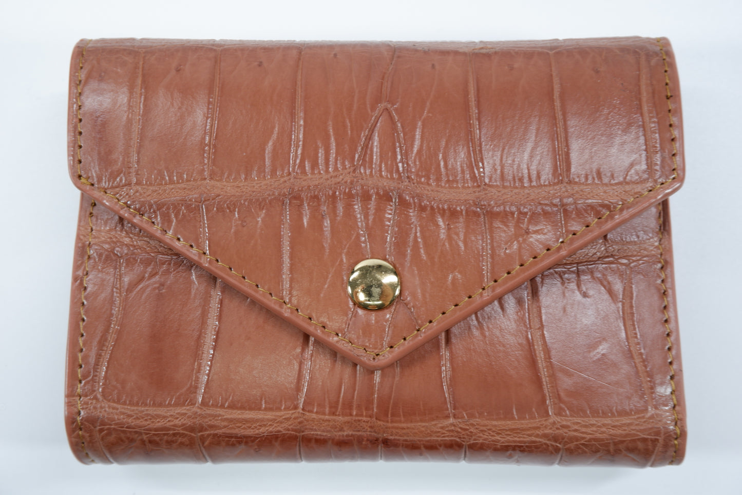 Genuine Crocodile Belly Skin Leather Medium Envelope Trifold Clutch Wallet Purse