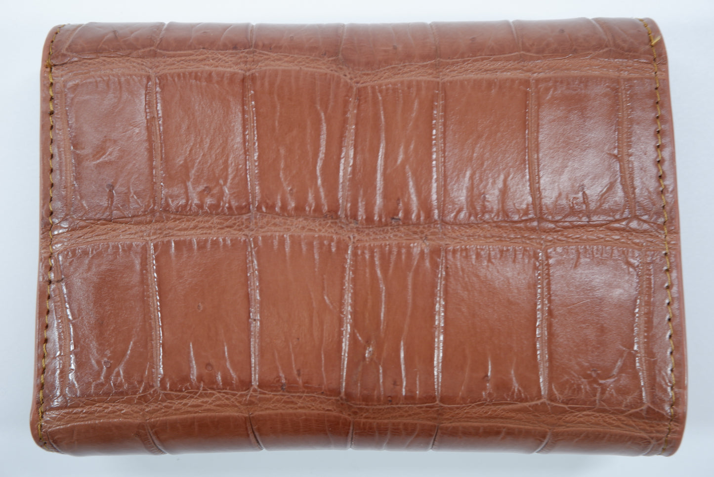 Genuine Crocodile Belly Skin Leather Medium Envelope Trifold Clutch Wallet Purse