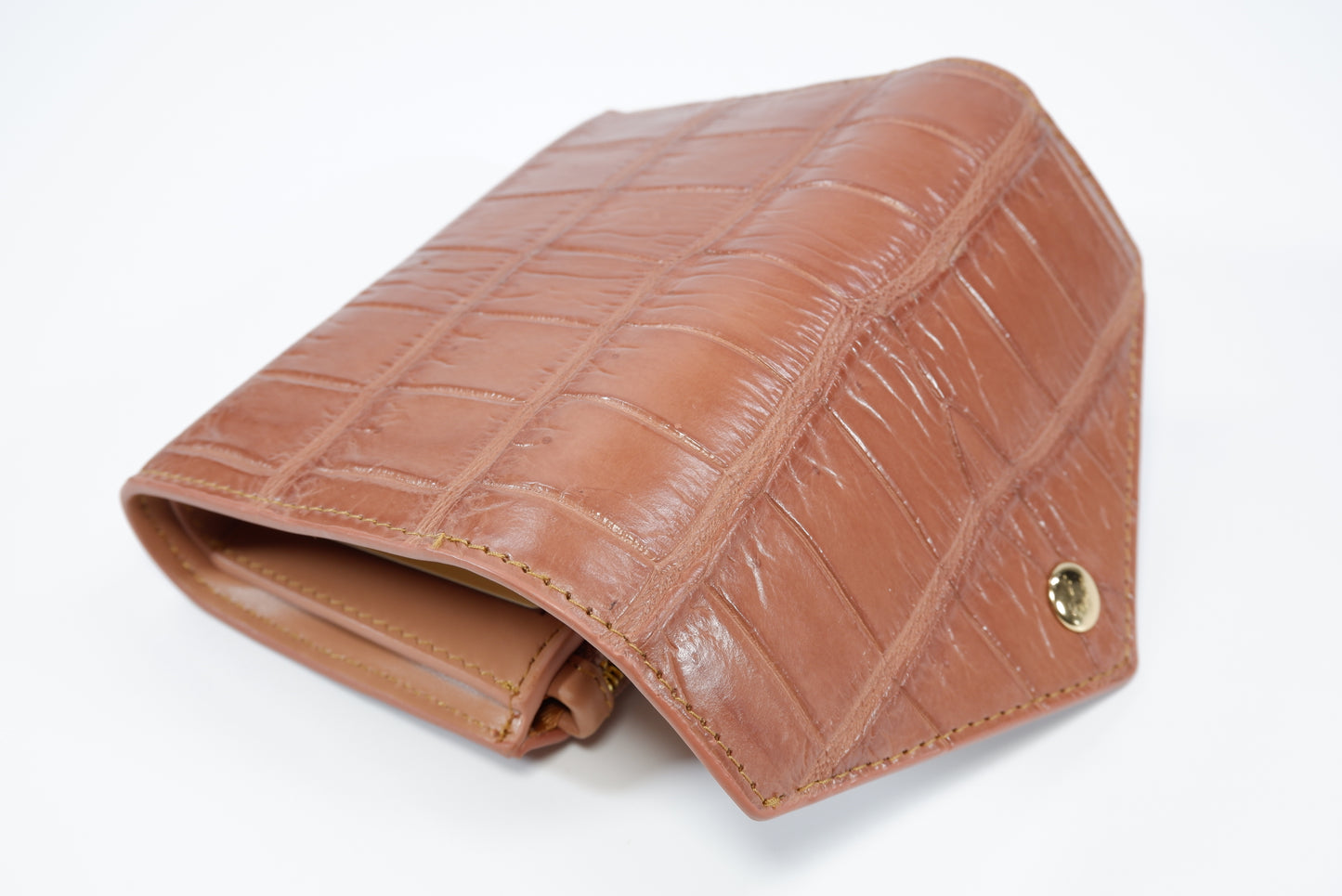 Genuine Crocodile Belly Skin Leather Medium Envelope Trifold Clutch Wallet Purse