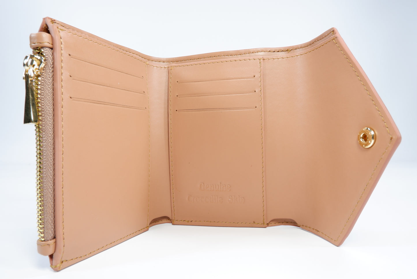 Genuine Crocodile Belly Skin Leather Medium Envelope Trifold Clutch Wallet Purse