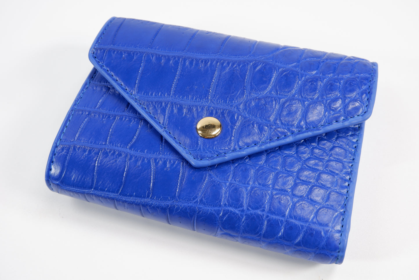 Genuine Crocodile Belly Skin Leather Medium Envelope Trifold Clutch Wallet Purse