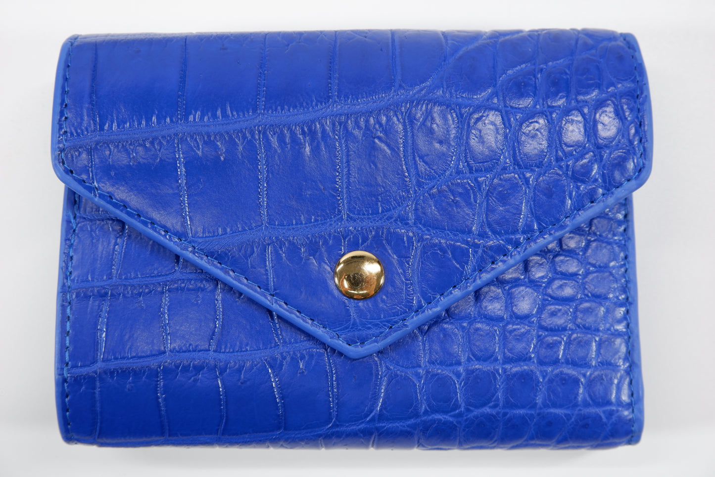 Genuine Crocodile Belly Skin Leather Medium Envelope Trifold Clutch Wallet Purse