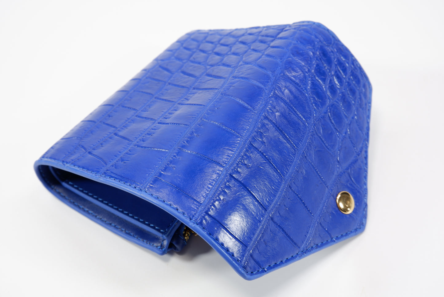 Genuine Crocodile Belly Skin Leather Medium Envelope Trifold Clutch Wallet Purse