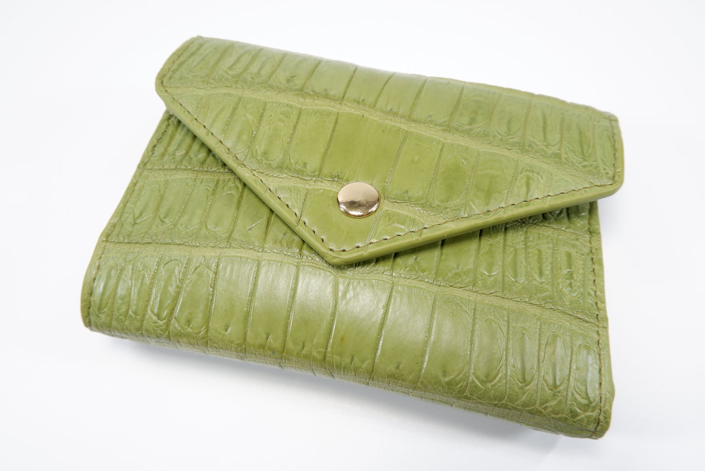Genuine Crocodile Belly Skin Leather Medium Envelope Trifold Clutch Wallet Purse