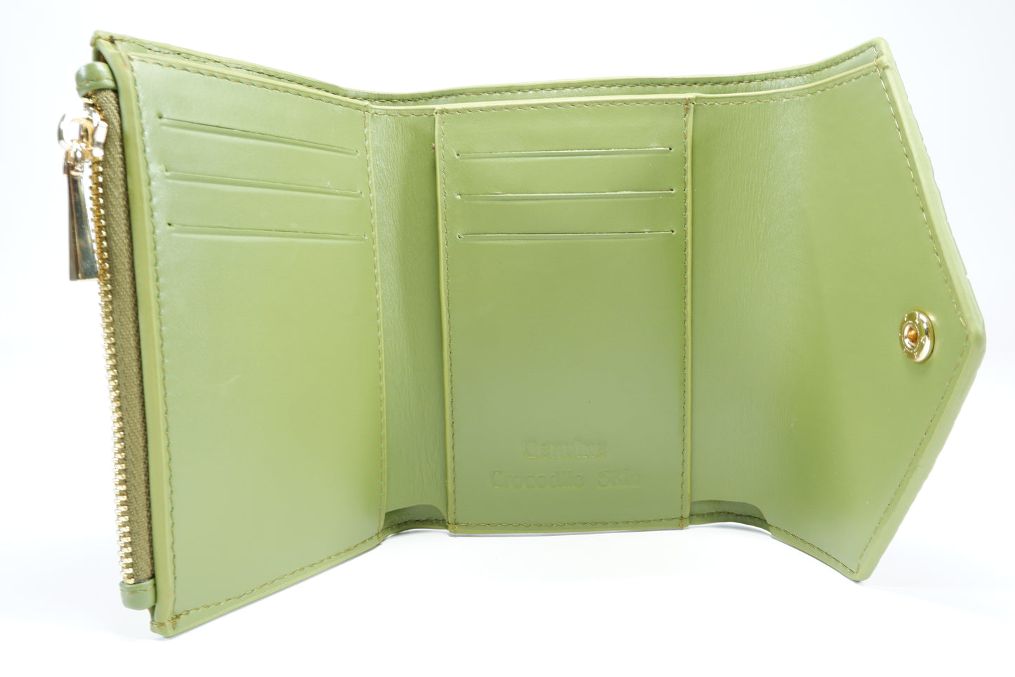 Genuine Crocodile Belly Skin Leather Medium Envelope Trifold Clutch Wallet Purse