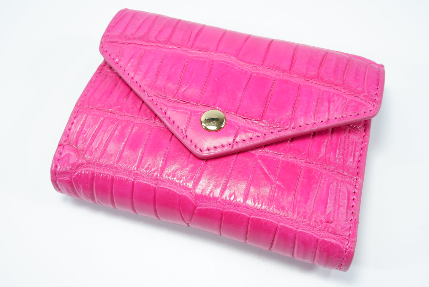 Genuine Crocodile Belly Skin Leather Medium Envelope Trifold Clutch Wallet Purse