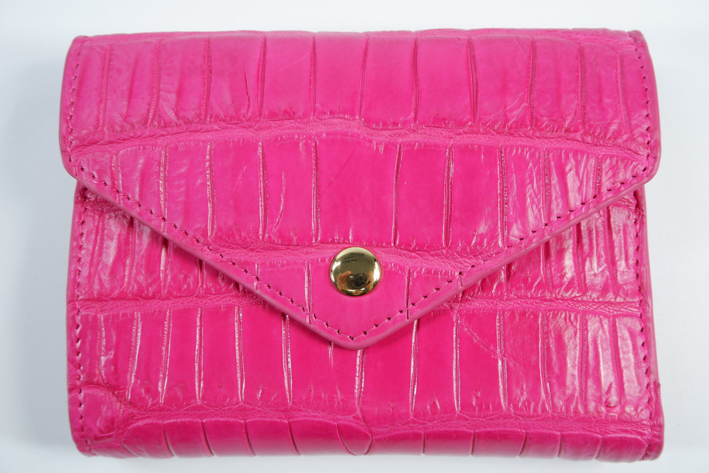 Genuine Crocodile Belly Skin Leather Medium Envelope Trifold Clutch Wallet Purse