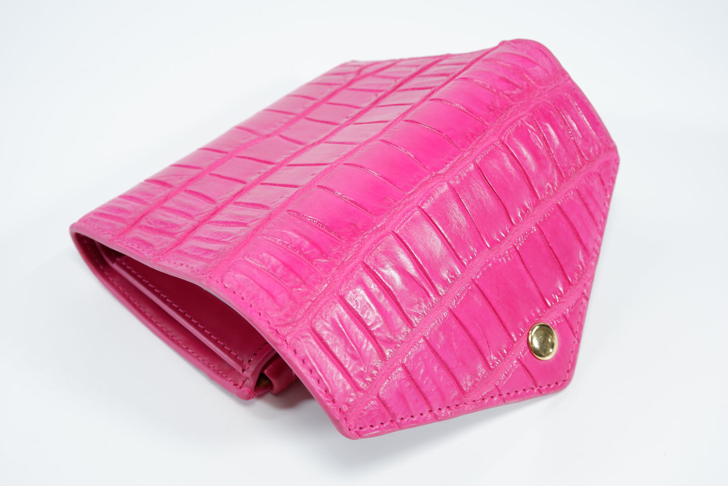 Genuine Crocodile Belly Skin Leather Medium Envelope Trifold Clutch Wallet Purse