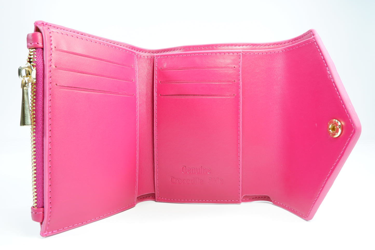 Genuine Crocodile Belly Skin Leather Medium Envelope Trifold Clutch Wallet Purse