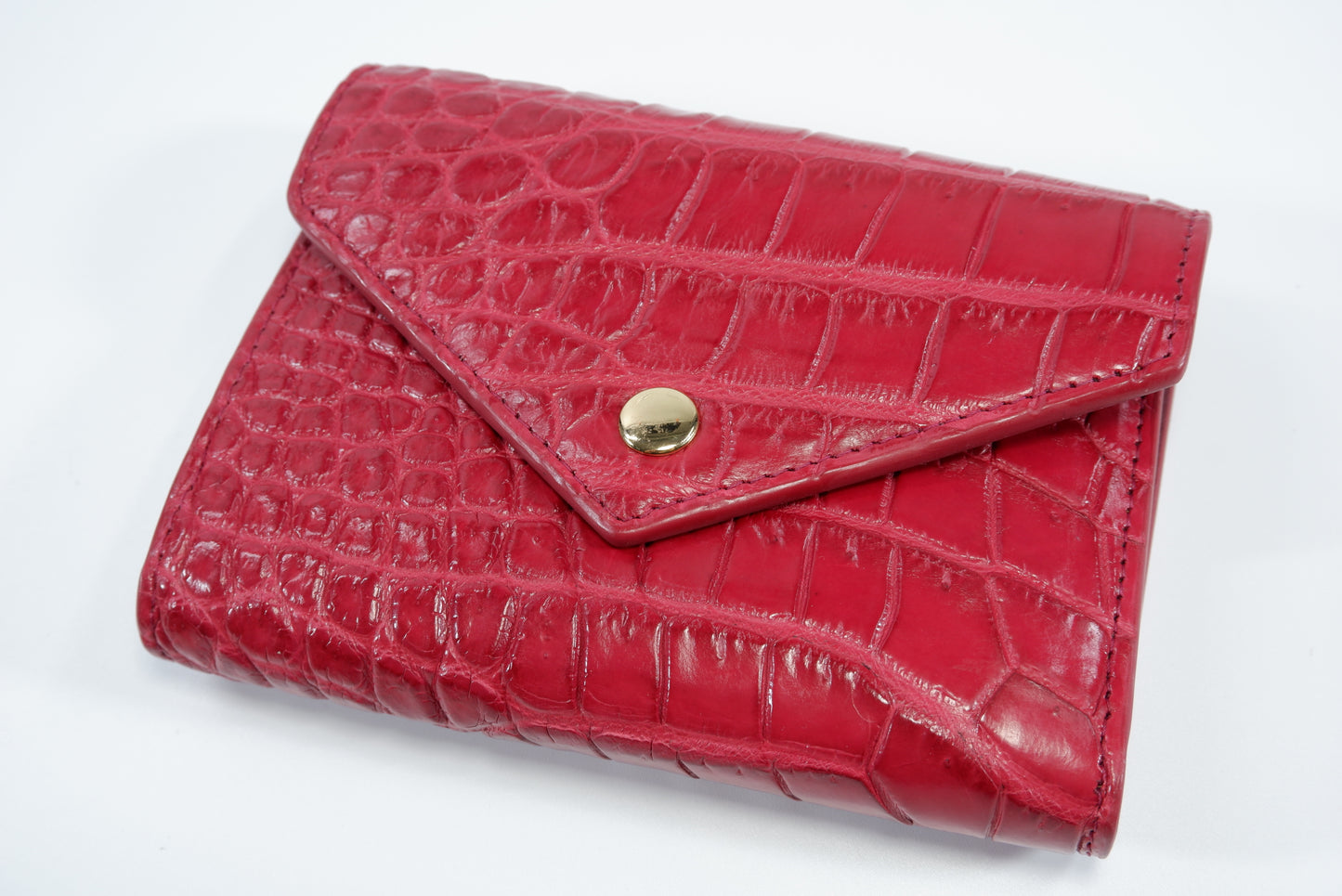 Genuine Crocodile Belly Skin Leather Medium Envelope Trifold Clutch Wallet Purse