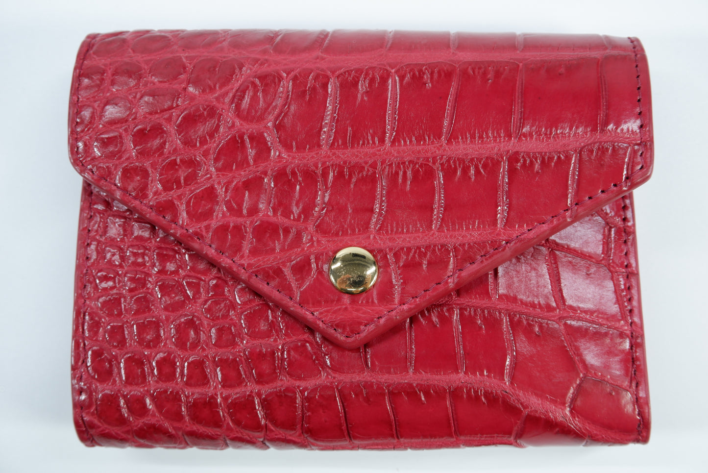 Genuine Crocodile Belly Skin Leather Medium Envelope Trifold Clutch Wallet Purse
