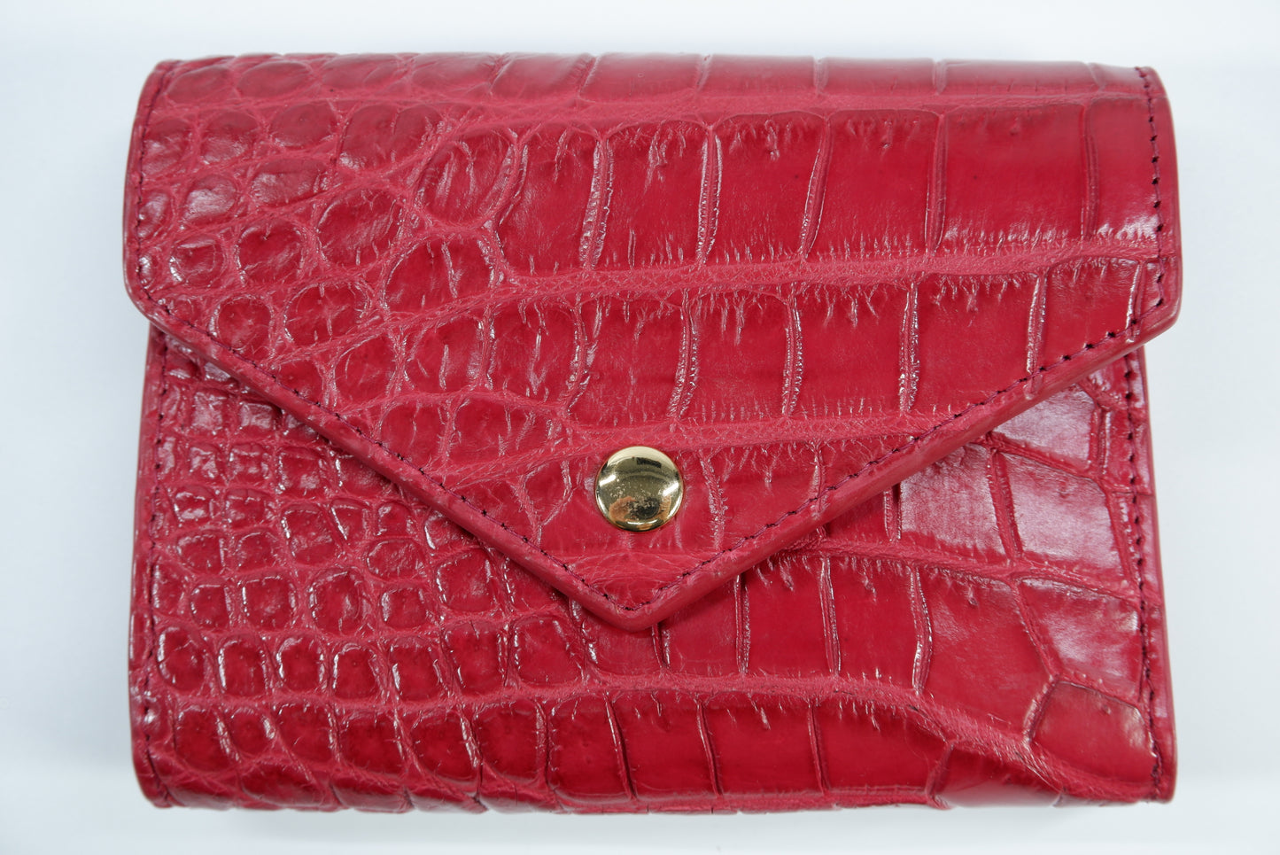 Genuine Crocodile Belly Skin Leather Medium Envelope Trifold Clutch Wallet Purse