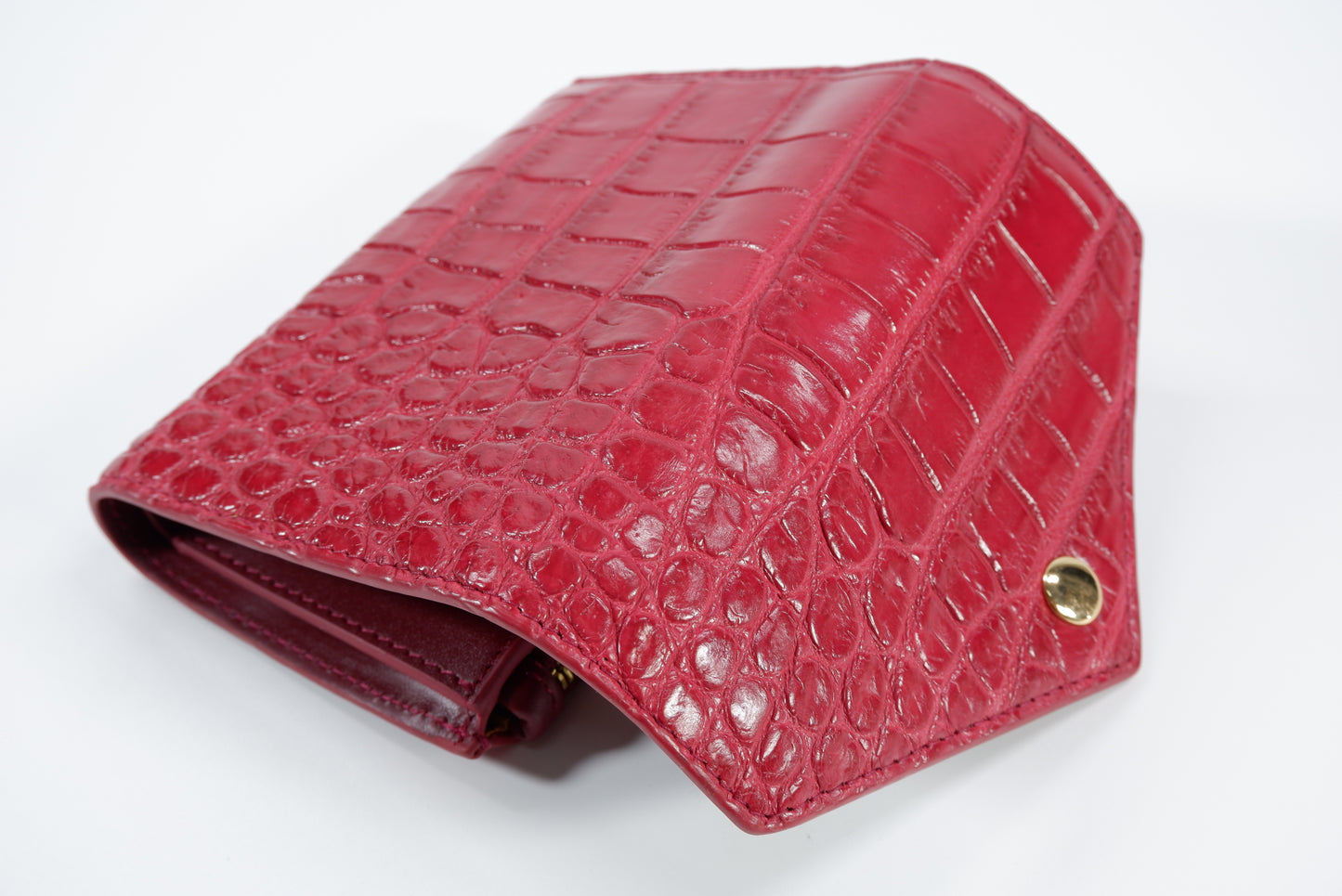 Genuine Crocodile Belly Skin Leather Medium Envelope Trifold Clutch Wallet Purse