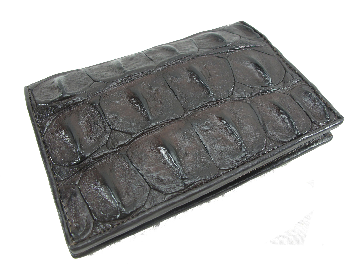 Genuine Crocodile Backbone Skin Leather Passport & Card Holder Wallet