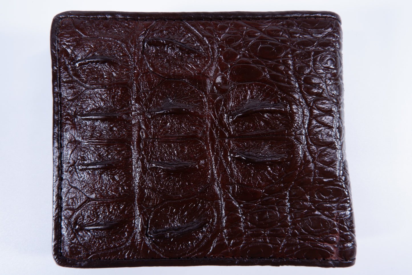 Genuine Crocodile Head Bump Skin Leather Bifold Wallet