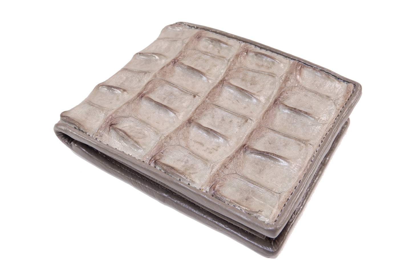 Genuine Crocodile Backbone Skin Leather Men's Bifold Wallet