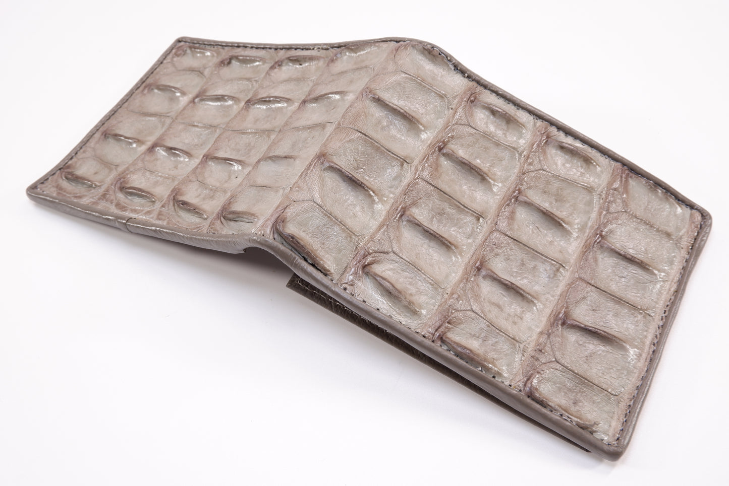 Genuine Crocodile Backbone Skin Leather Men's Bifold Wallet