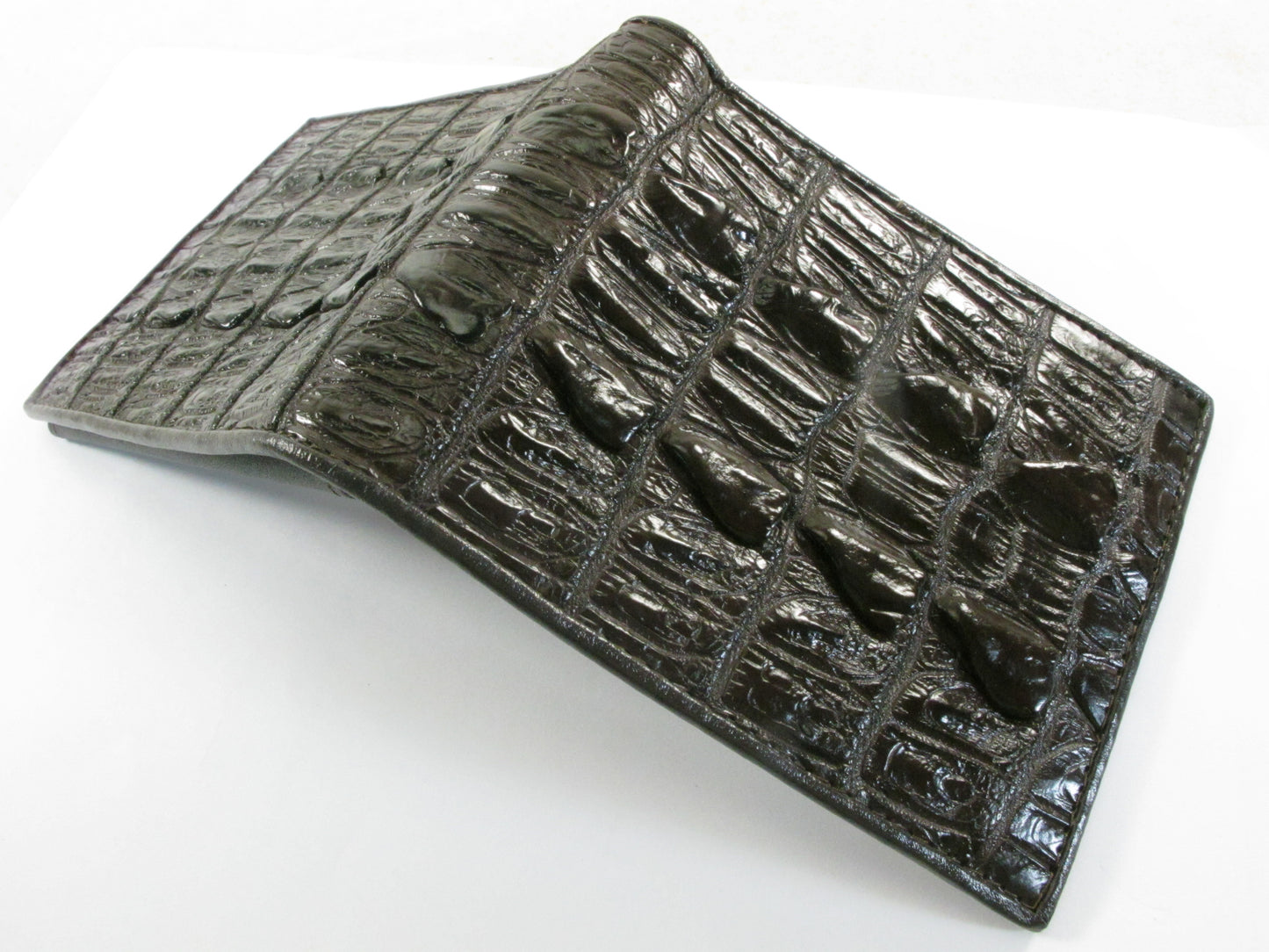 Genuine Crocodile Tail Skin Leather Bifold Wallet