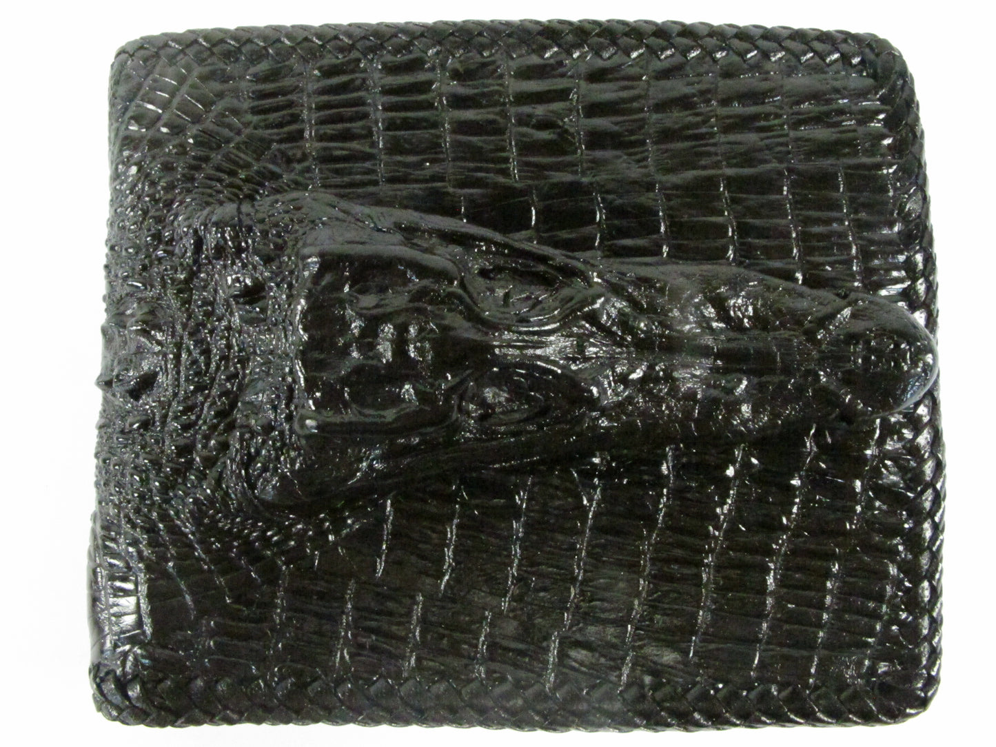Genuine Crocodile Head Skin Leather Handmade Bifold Wallet