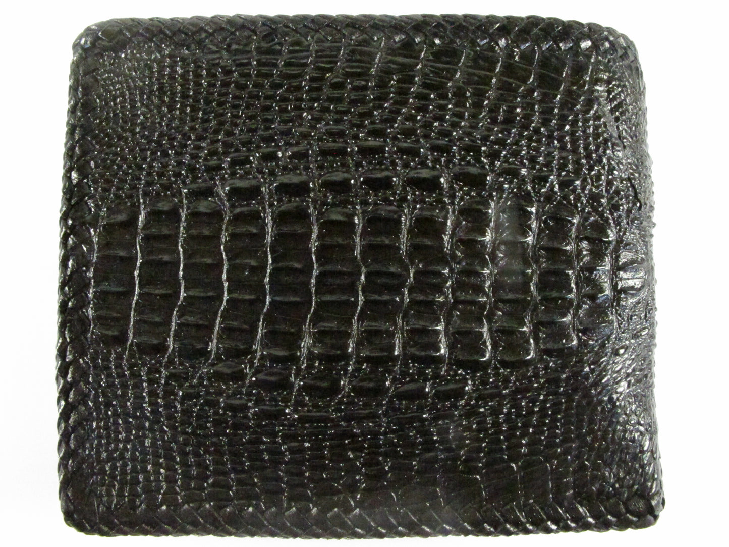 Genuine Crocodile Head Skin Leather Handmade Bifold Wallet