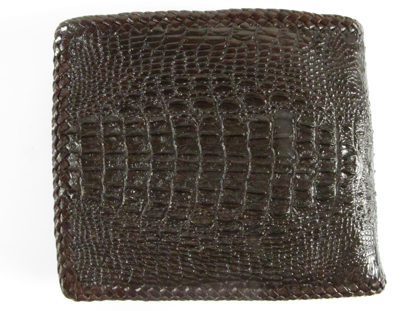 Genuine Crocodile Head Skin Leather Handmade Bifold Wallet