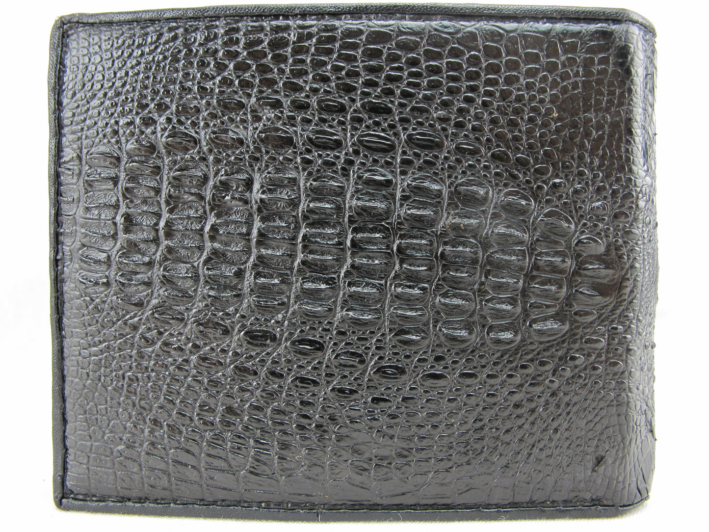 Genuine Crocodile Head Skin Leather Bifold Wallet