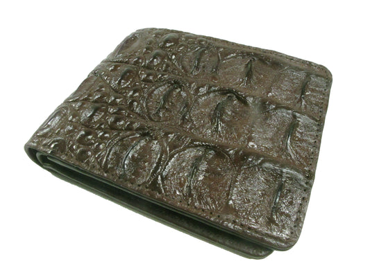 Genuine Crocodile Half Backbone Skin Leather Soft & Slim Bifold Wallet