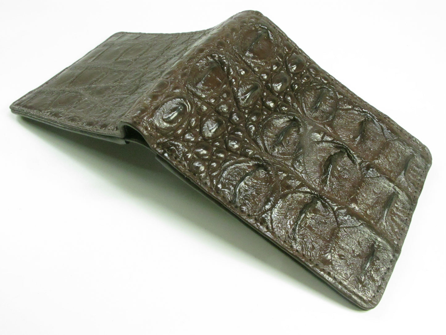 Genuine Crocodile Half Backbone Skin Leather Soft & Slim Bifold Wallet