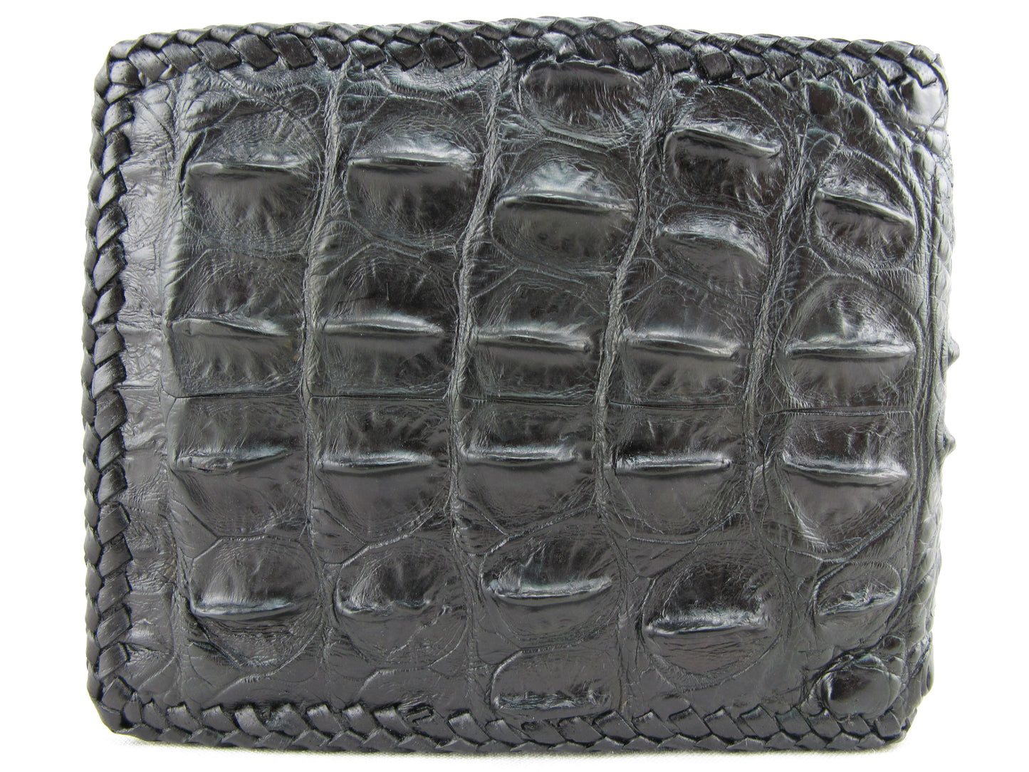 Genuine Crocodile Head Bump Skin Leather Handmade Bifold Wallet
