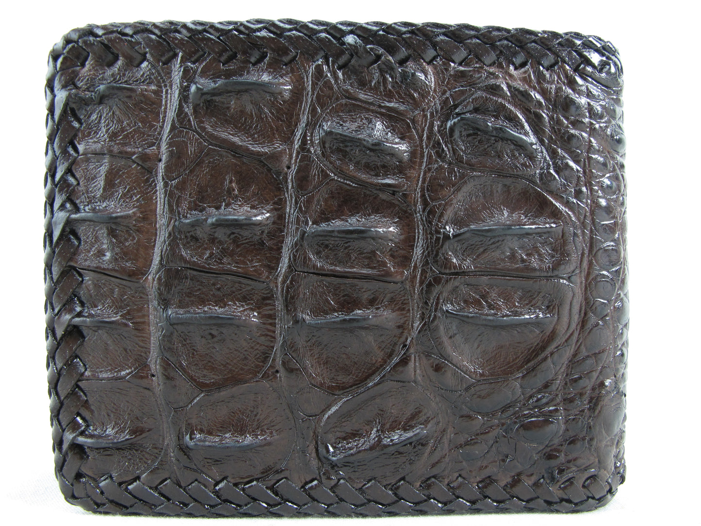 Genuine Crocodile Head Bump Skin Leather Handmade Bifold Wallet