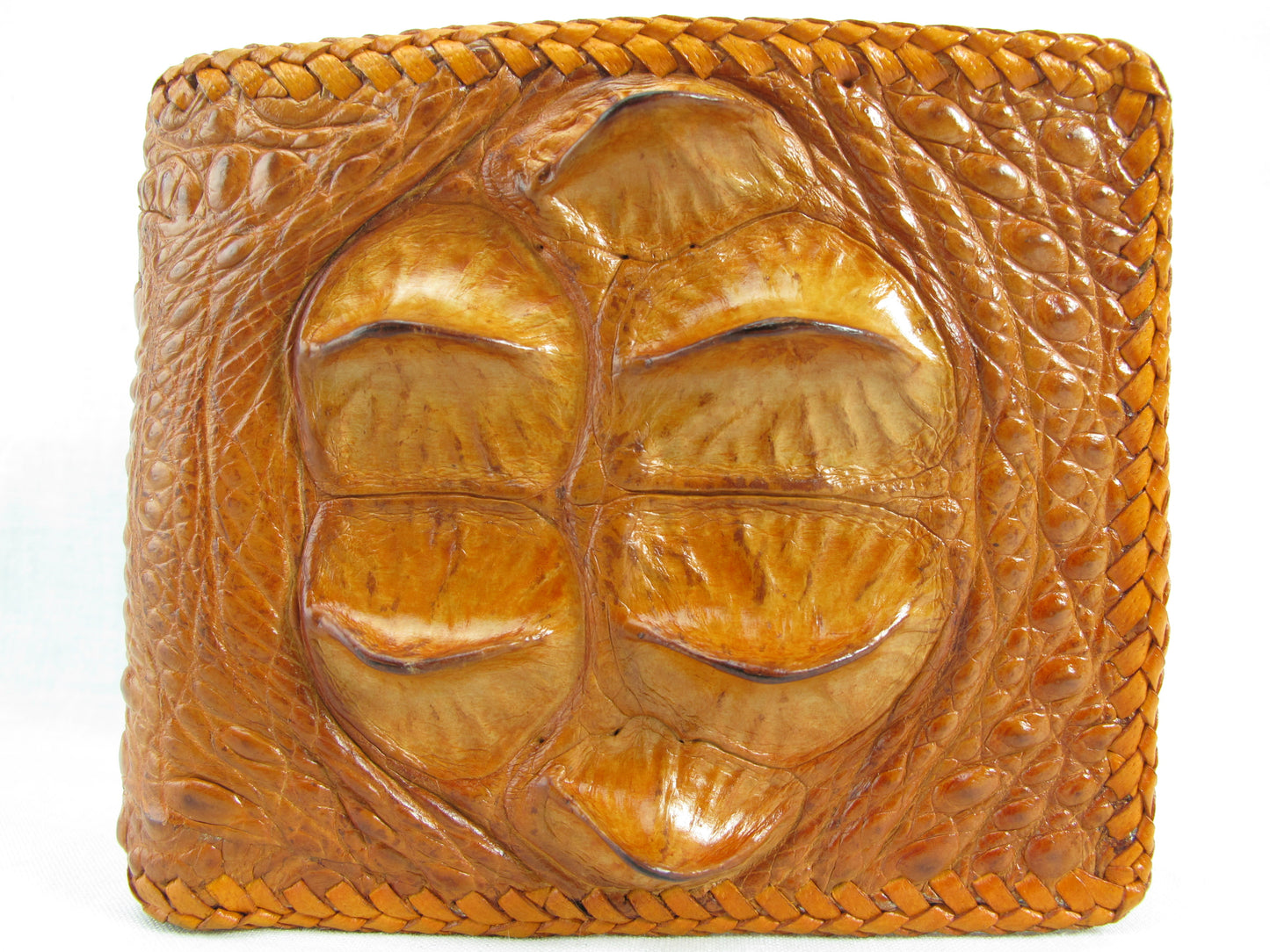 Genuine Crocodile Head Bump Skin Leather Handmade Bifold Wallet