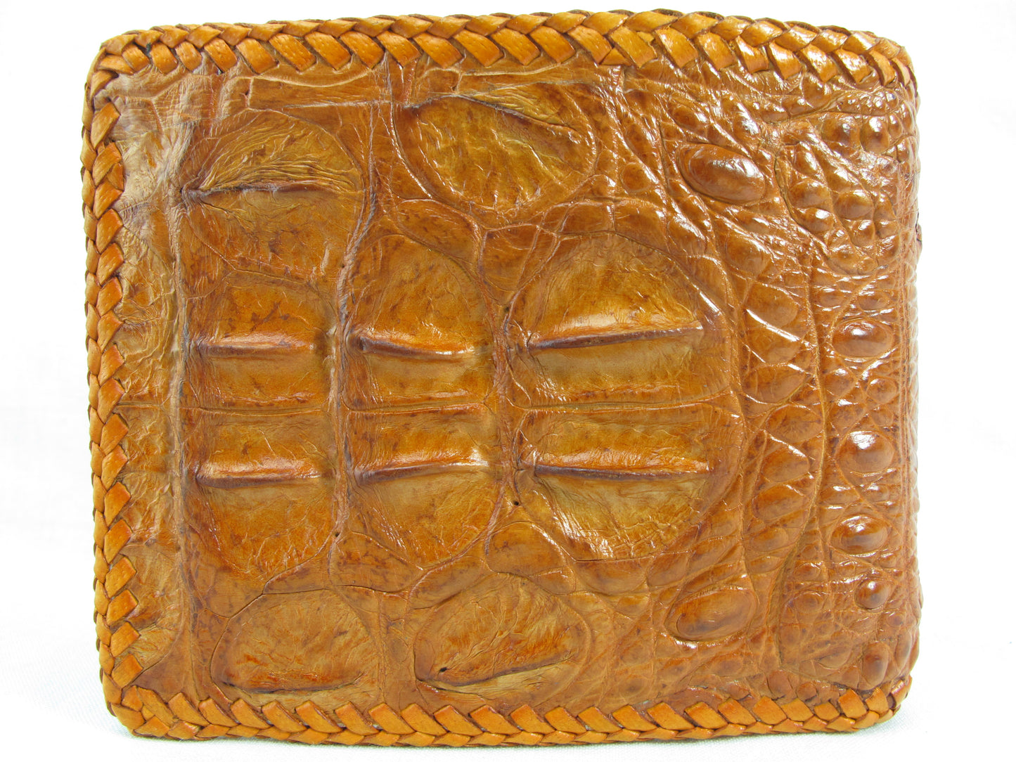 Genuine Crocodile Head Bump Skin Leather Handmade Bifold Wallet