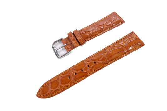 Genuine Crocodile Skin Leather Watch Strap Brown Band with Buckle