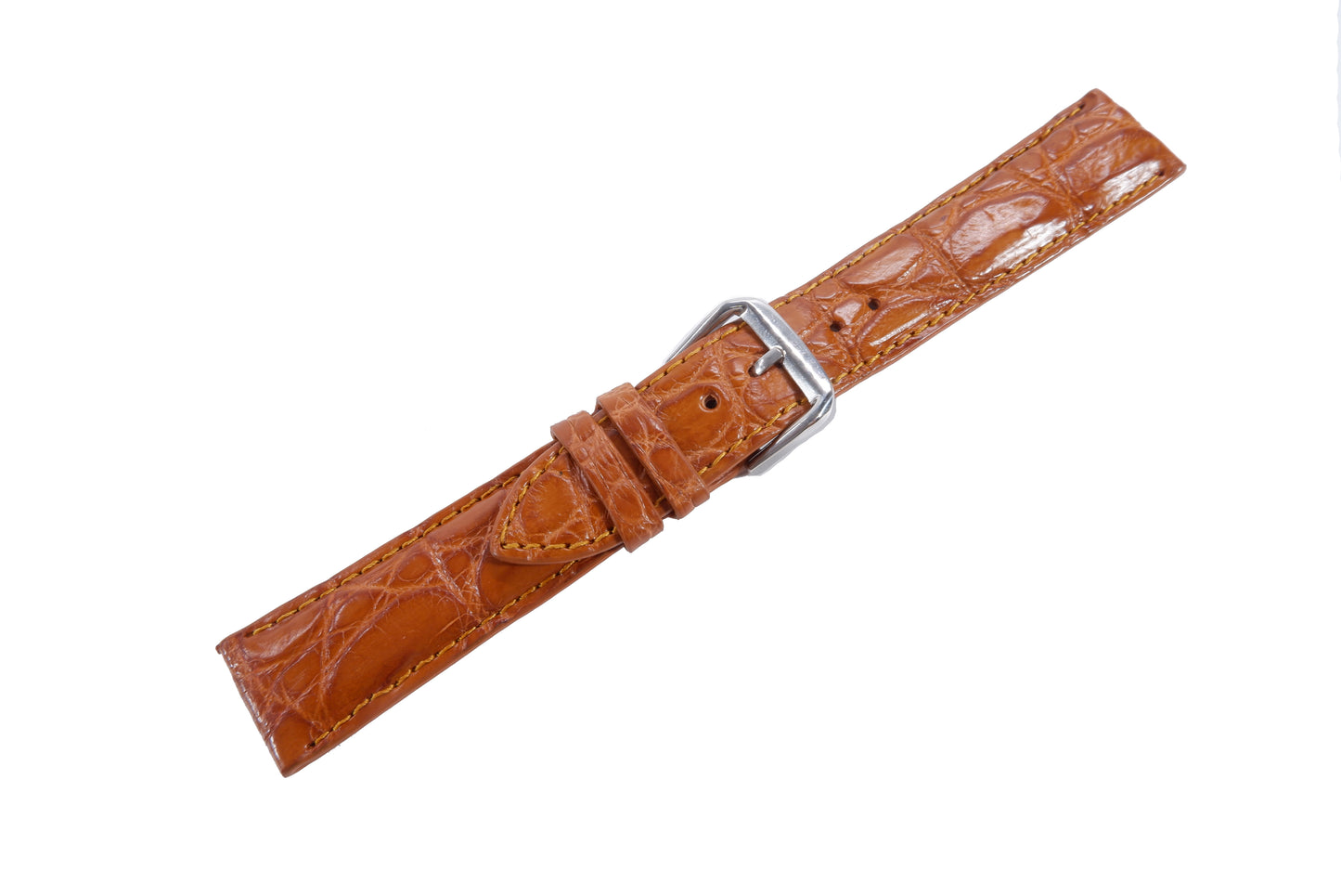 Genuine Crocodile Skin Leather Watch Strap Brown Band with Buckle