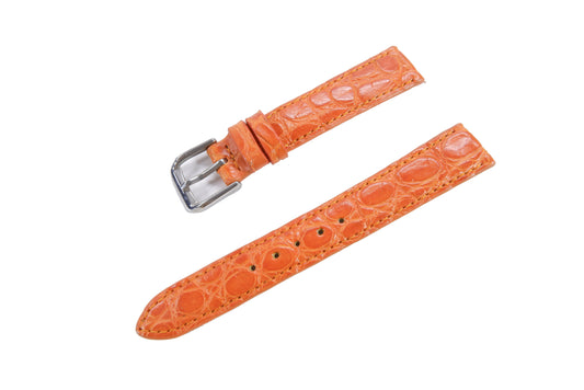 Genuine Crocodile Skin Leather Watch Strap Orange Band with Buckle