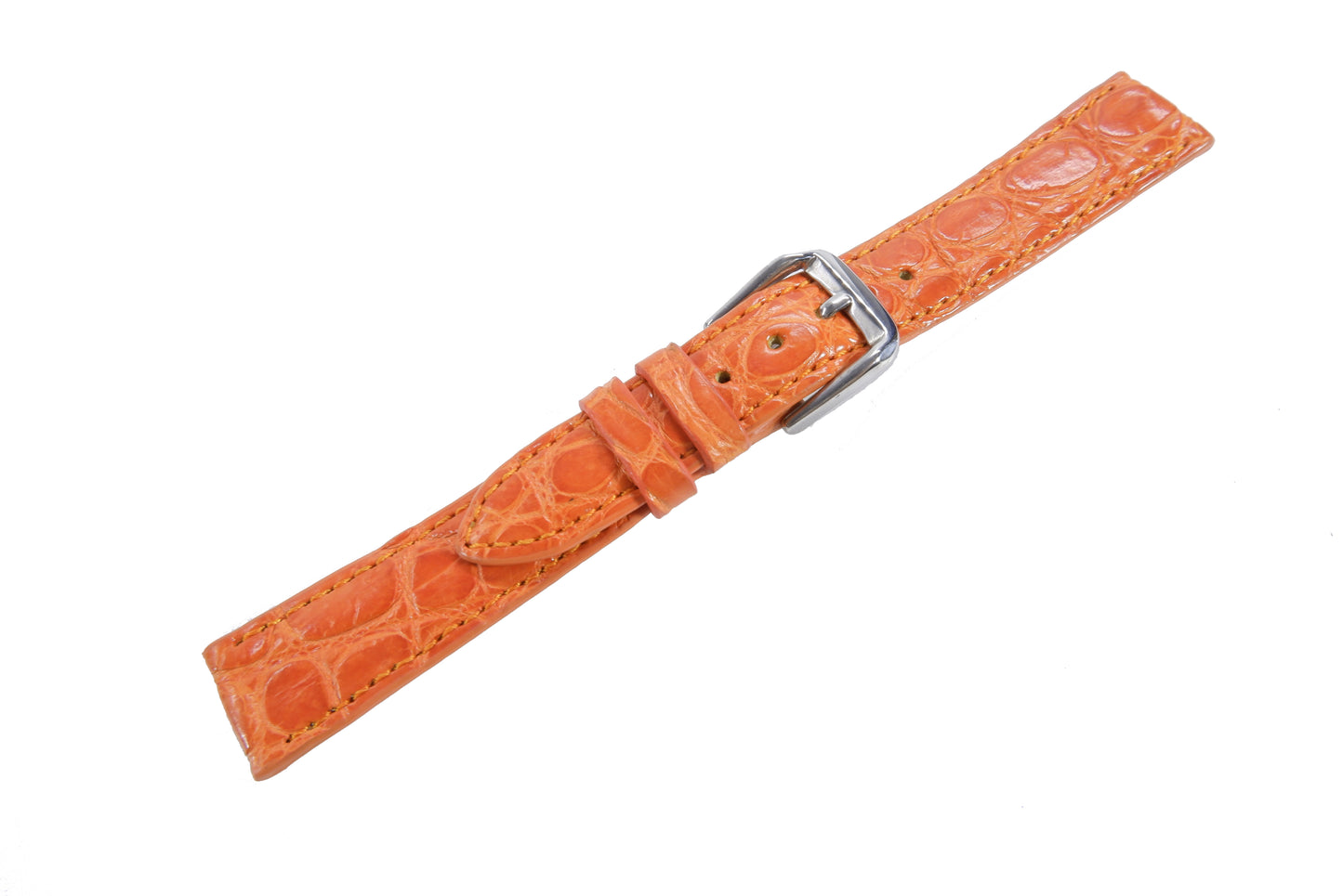 Genuine Crocodile Skin Leather Watch Strap Orange Band with Buckle